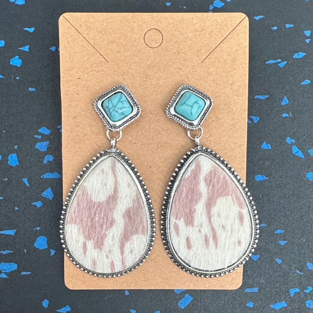 Silver and Pink Teardrop Earrings